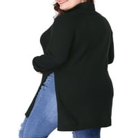 Egyedi olcsó nők plusz méretű hosszú ujjú oldalsó hasított teknős tunika pulóver