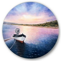 DesignArTAr 'Vele naplemente halászhajó felett a Shore' Lake House Circle Metal Wall Art - 23 -as lemez