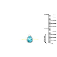 Imperial drágakő 10K sárga arany körte vágás svájci kék topaz ct tw gyémánt halo női gyűrű