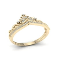 1 8ct tdw gyémánt 10k sárga arany korona divatgyűrű