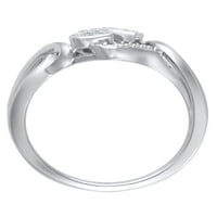 Carat T.W. Tartsa a kezemet a gyémánt szív ígéret gyűrűt ezüst sterlingben, 6. méretben