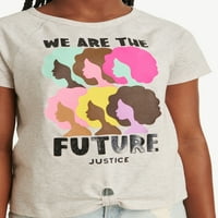 Justice Girl's Everyday Faves rövid ujjú csomó első póló, méretek xs-xlp