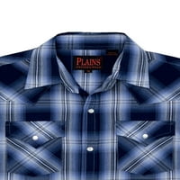 Plains fiúk hosszú ujjú Western Plaid Basic Snap gomb-lefelé tartó ing, méret 4-16