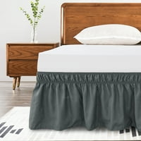Subrt ágy szoknya körbefutó por fodros elasztikus ágytakaró, teljes, szürke