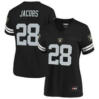 A női fanatikusok márkájú Josh Jacobs fekete Las Vegas Raiders Player Jersey