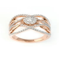 Imperial 10K rózsa arany ct tw gyémánt klaszter bypass divat gyűrű