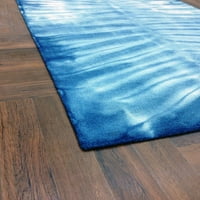 Kézzel készített Shibori stílusú 5 '8' láb téglalap alakú gyapjú terület szőnyeg - pamut késő háttér - Beltéri szőnyeg, kék