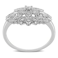 Carat T.W. Gyémánt sterling ezüst szüreti virággyűrű