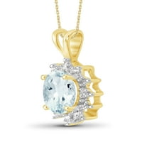 0. Carat T.G.W. Aquamarine Gemstone és akcentus fehér gyémánt női medál