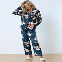 Egyedi árajánlatok női pizsama szett szatén selymes virágos ing és nadrágos alsó ruházatkészletek