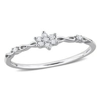 Miabella női karátos T.W. Gyémánt sterling ezüst virágcsoport ígéret gyűrű