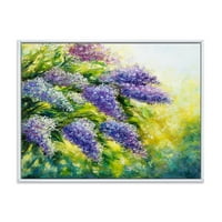 Impresionizmus lila fa a kertben keretes festmény vászon művészet nyomtatás