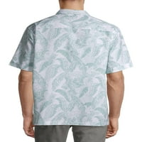 Caf Luna férfi rövid ujjú, nyomtatott trópusi szőtt ing