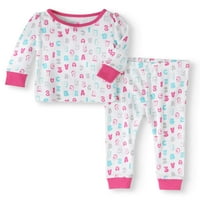 Újszülött kislány ABC szorosan illeszkedik teljes ujjú pamut pizsamák
