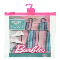 ​Barbie baba ruhák ihlette Roxy, teljes megjelenés kiegészítőkkel, csíkos ruha, karperec & Roxy cipők, Ajándék gyerekeknek éves