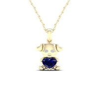 Imperial Gemstone 14K sárga aranyozott ezüst létrehozott kék zafír és gyémánt nem felfedi a kutya nyakláncot