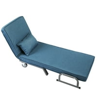 Hommoo összecsukható kanapé ágy ülőhellyel párnákkal, fékkerekek és állítható háttámla, amely megfelelő kis terekhez -fénykék