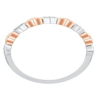 Ragyogó finom ékszerek gyémánt akcentus szív divatgyűrű 14 k -os rózsaszín aranyozott sterling ezüst, 9. méret