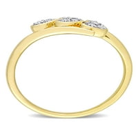 Miabella női karátos T.W. Gyémánt sárga ródiummal borított sterling ezüst hármas szívű ígéret gyűrű