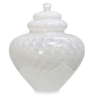 Pandora váza-fehér, fehér örvény Murano üvegedény fedéllel