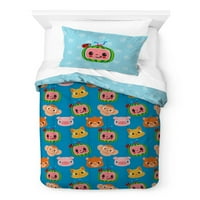 Cocomelon Animals Kids Kids 2 darabos iker teljes reverzibilis kényelem és ál-ágynemű, mikroszál, kék, holdbug