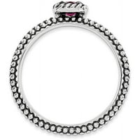 Checker-Cut Létrehozott Rubin Ezüst Antik Gyűrű