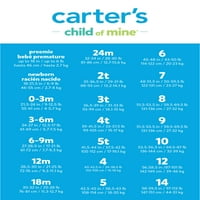 Carter gyermeke kislányom konvertálható ruha, Méretek preemie-9m