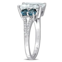 Miabella női CT Aquamarine & Blue Topaz CT Diamond Sterling ezüst koktélgyűrű