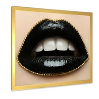 Designart 'Woman ajkak fekete rúzsgal és egy arany láncban' Modern keretes művészeti nyomtatás
