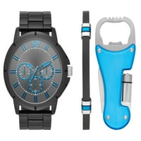 Férfi Gunmetal Watch Watch ajándékkészlet multi-eszközökkel