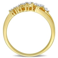Miabella női karátos T.W. Gyémánt sárga arany flash bevont sterling ezüst 9- kő osztott szárú gyűrű