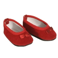 Sophia bársony balett lapos cipő 18 babákhoz, piros