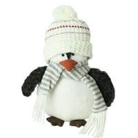 7 Plüss karácsonyi pingvin csíkos sálban és fehér sapka kalapban