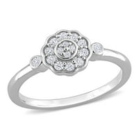 Miabella női karátos T.W. Gyémánt sterling ezüst csoportos virággyűrű