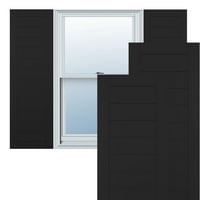 Ekena Millwork 18 W 37 H True Fit PVC vízszintes Slat keretes modern stílusú rögzített redőnyök, fekete