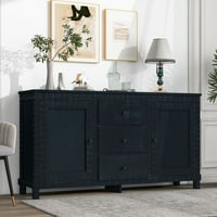 Aukfa fa svédasztalos szekrény, konyhaszekrény tárolóval és fiókokkal - Fekete