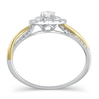 Carat T.W. Ragyogó finom ékszerek szív alakú gyémánt eljegyzési gyűrű 10 kt fehér és sárga aranyban, 9. méret