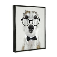 Stupell vicces kutya hivatalos Bowtie szemüveg állatok és rovarok festés fekete úszó keretes művészet nyomtatott fali művészet