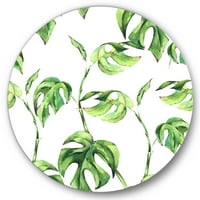 Designart 'ősi virág trópusi levelek II' trópusi körfém fali művészet - 11 -es lemez