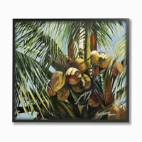 Stupell Industries trópusi pálma kókuszdió zöld sárga festmény keretes fal művészet, Suzanne Wilkins