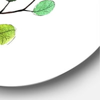 Designart 'Fiatal eukaliptusz ágak és levelek iv' hagyományos körfém fali művészet - 36 lemez