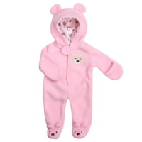 Sophia texturált gyapjú medve kapucnis Snowsuit ruha 15 babákhoz, világos rózsaszín