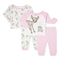Bambi exkluzív baba és kisgyermek lány pamut pizsama szett, 4 darab, méretek 2t-5T