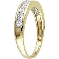 Carat T.W. Gyémánt 14KT sárga arany félig állandó évforduló gyűrű
