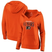 Női Philadelphia Flyers fanatics márkájú narancssárga ikonikus függőleges szkript v-nyakú pulóver kapucnis pulóver