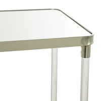 Decmode 44 33 Ezüst fém konzol asztal tükrözött felső és akril lábakkal, 1-darabból