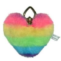 Módja annak, hogy megünnepeljük a Valentin -nap Fau Fur szivárvány színű szívkulcs -láncát, darab