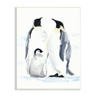 Stupell Industries téli pingvin madár család puha akvarell sarkvidéki állatok, 15, Jacob Green tervezése