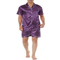 Egyedi Barga a férfi alvás ruházat rövid ujjú felső és a nadrág szatén pizsama készlet