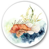 Designart 'moszat és oroszlánhal korallzátony és laminaria tengeri és parti körfém fali művészetével - 29 -es lemez
